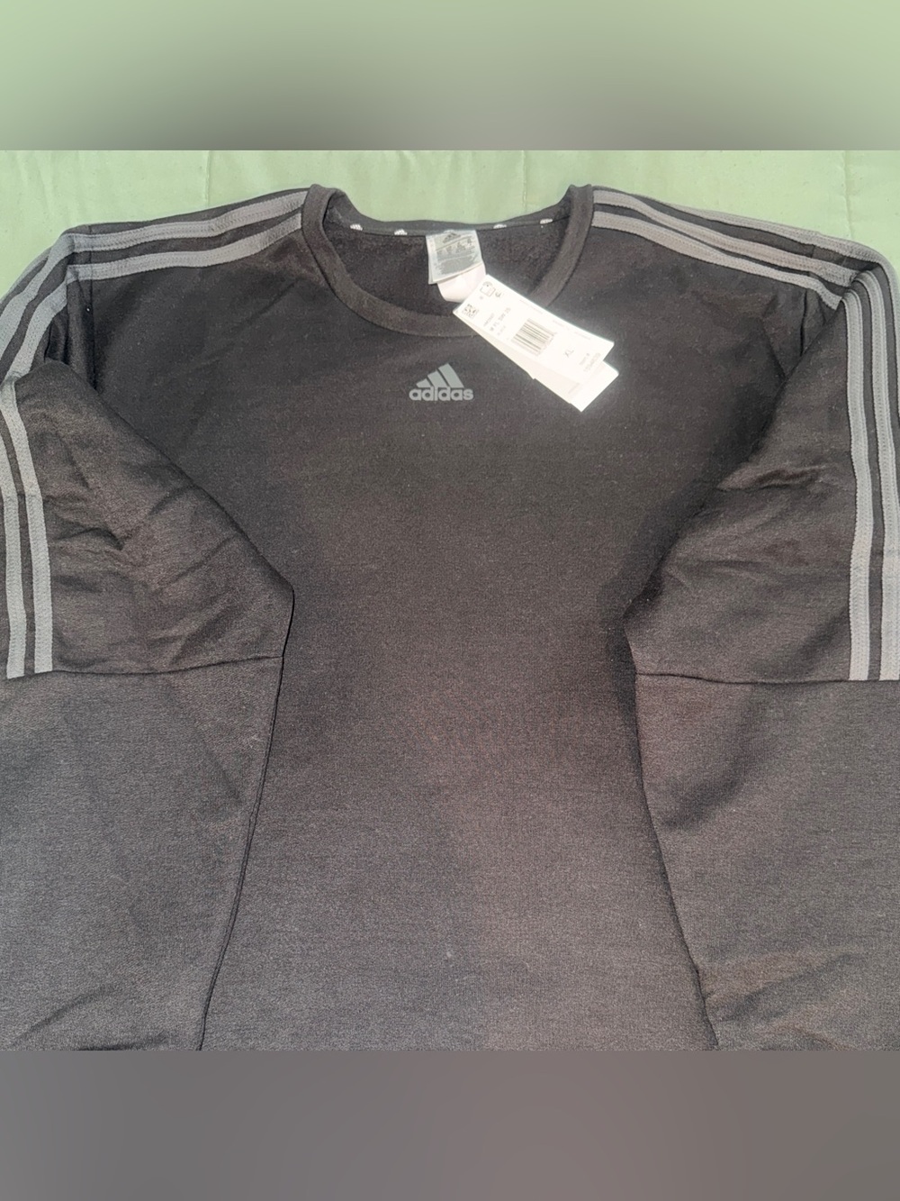 adidas Black Crewneck with Gray Shoulder Stripes